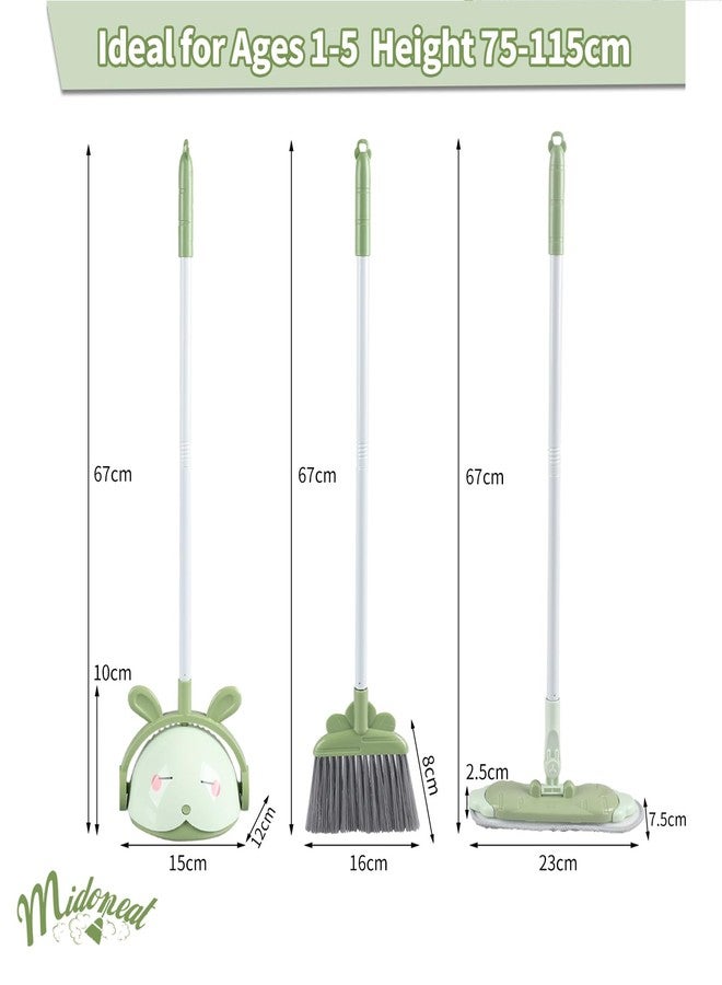 Midoneat Kids Cleaning Toy Set, Mini Child Broom, Mop and Dustpan, Little Housekeeping Helper Set ,Pretend Home Cleaning Play Set for Toddler Age 1-5,6pcs (Green) - Image 2